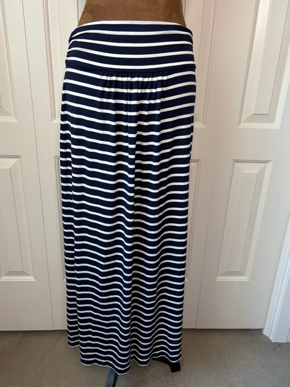Boden Navy and White Striped Maxi Skirt, Size 6R